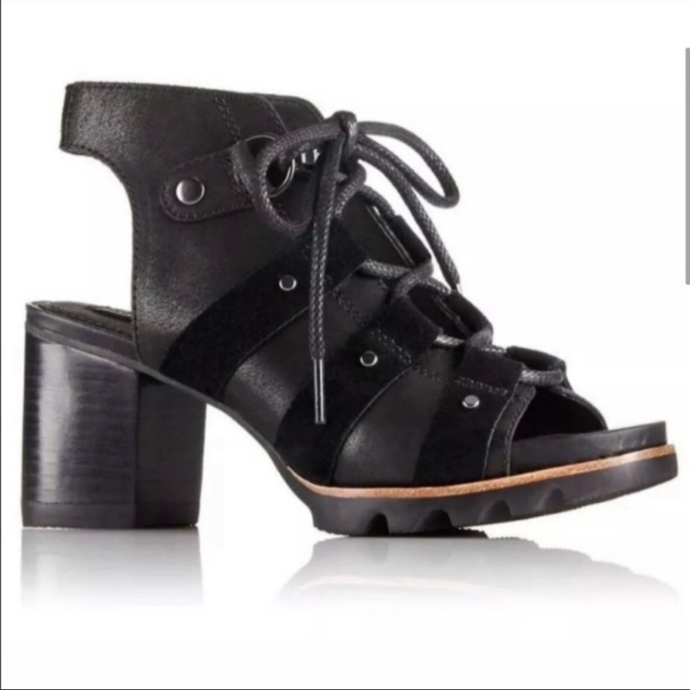 Sorel lace up black heels